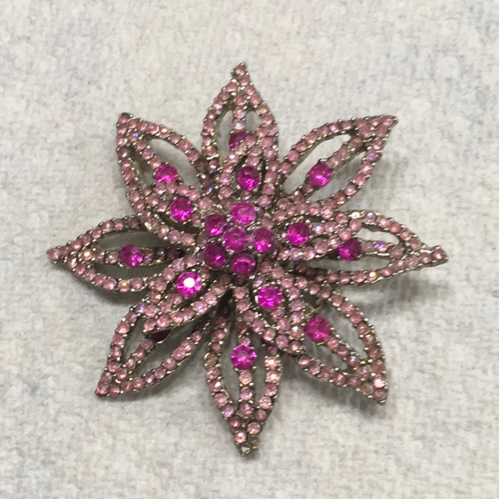 Vintage Pink Rhinestone Brooch